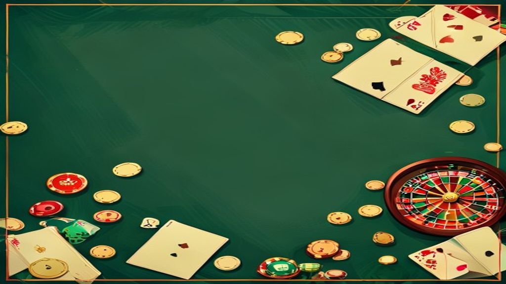Pak Super Casino table on green felt with playing cards, gold chips and a roulette wheel